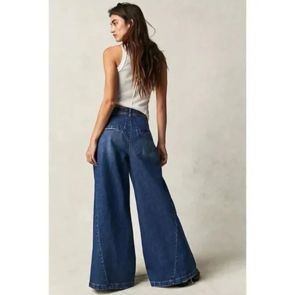We The Free Free People Equinox Wide Leg Denim Trouser Jeans NWT Size 29 - Picture 5 of 10
